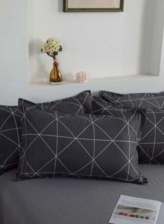 بيوينتي طقم غطاء لحاف مطبّع مكون من 4 قطع مختلط أسود/ أبيض Duvet Cover 150x200 cm, Pillow Cover 48x74 cm, Fitted Sheet 230x200سم - Image 3