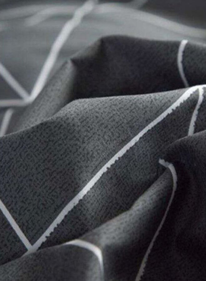 بيوينتي طقم غطاء لحاف مطبّع مكون من 4 قطع مختلط أسود/ أبيض Duvet Cover 150x200 cm, Pillow Cover 48x74 cm, Fitted Sheet 230x200سم - Image 4