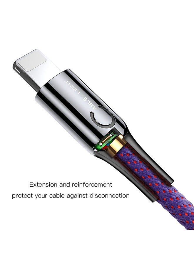 Baseus Lightning-Fast Charging Cable with Light Intelligent power-off 1M Nylon Braided Fast Charging & Sync - LED indicator, Compatible with iPhone 13 Pro/12/11/11 pro/11pro max/X XR Max 8 7 Plus and More Purple - Image 3