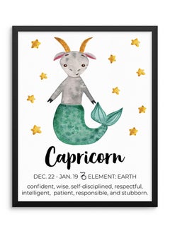 Capricorn Zodiac Sign Poster With Frame Multicolour 50 x 40cm