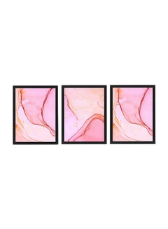 3-Piece Abstract Marble Poster with Frame Multicolour 50 x 40cm