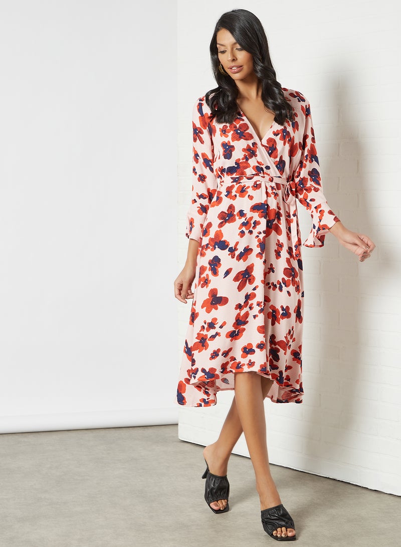 Y.A.S - Floral Print Wrap Dress Pink - Image 1