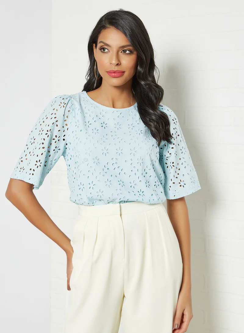 Y.A.S Broderie Top Blue