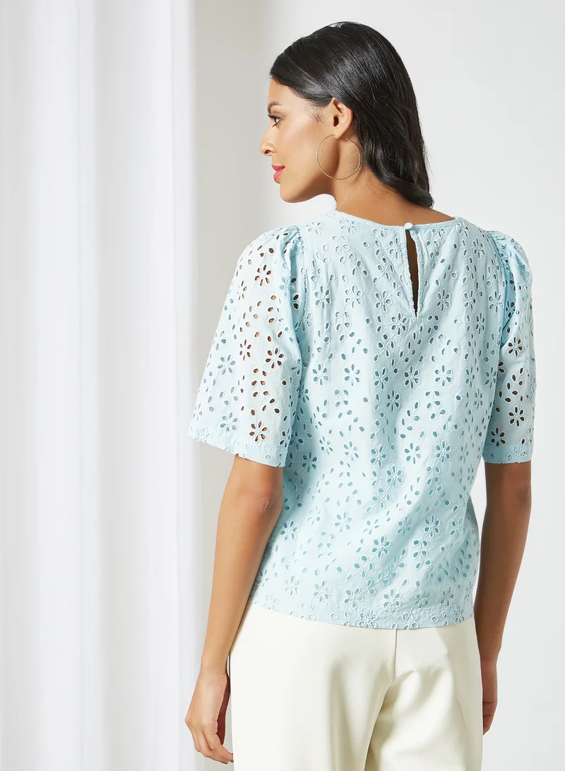 Y.A.S Broderie Top Blue