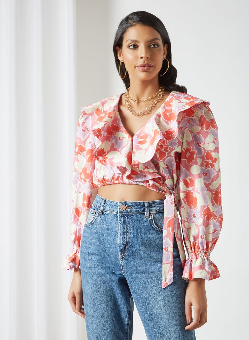 LOST INK - Floral Print Crop Top Multicolour - Image 1
