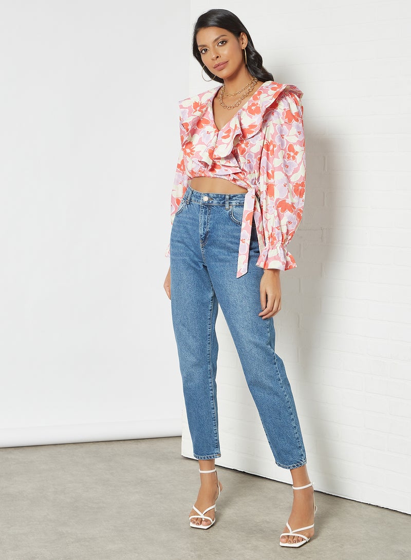 LOST INK - Floral Print Crop Top Multicolour - Image 1