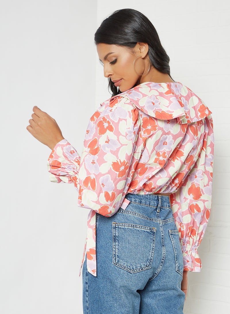 LOST INK - Floral Print Crop Top Multicolour - Image 1