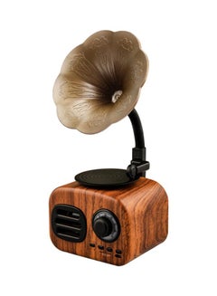 Muslady Retro Phonograph Style Portable Bluetooth Wireless Speaker Brown/Beige  - Image 1