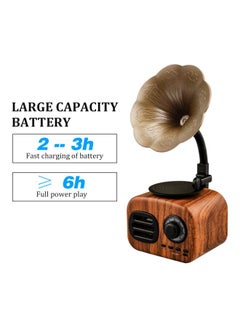 Muslady Retro Phonograph Style Portable Bluetooth Wireless Speaker Brown/Beige  - Image 2