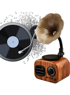 Muslady Retro Phonograph Style Portable Bluetooth Wireless Speaker Brown/Beige  - Image 3