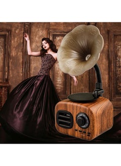 Muslady Retro Phonograph Style Portable Bluetooth Wireless Speaker Brown/Beige  - Image 4