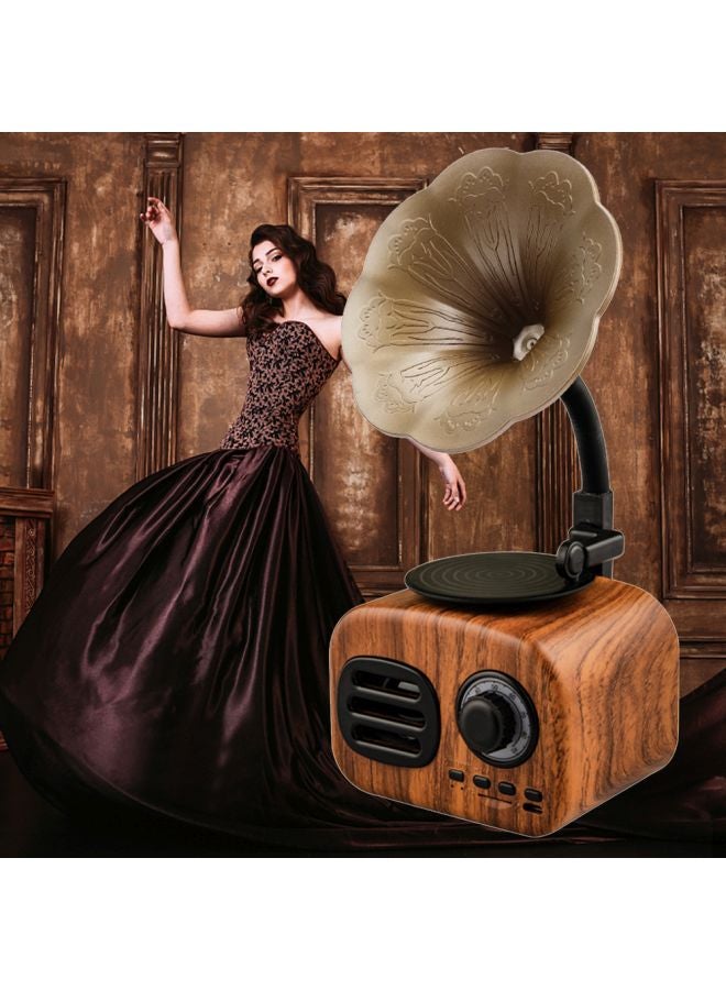 Muslady - Retro Phonograph Style Portable Bluetooth Wireless Speaker Brown/Beige - Image 1
