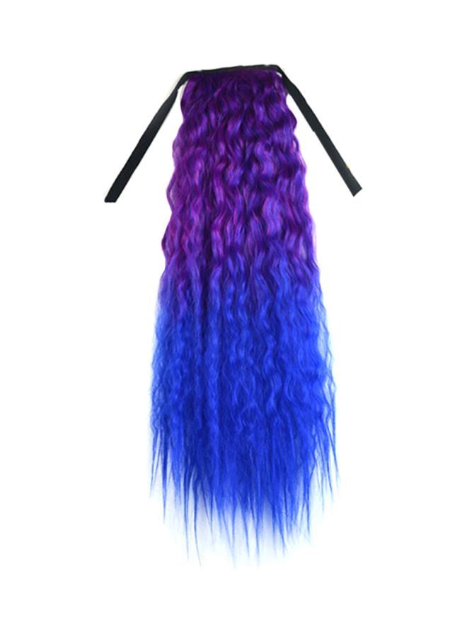 Gradient Ribbon Wavy Curly Long Ponytail Horsetail Wig Purple/Blue 20x20x3cm