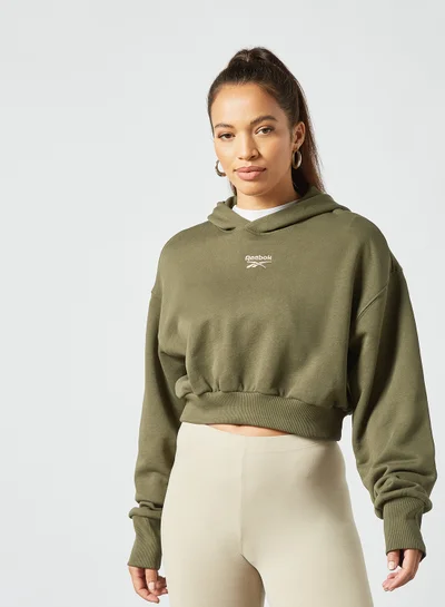 Reebok Classics Cropped Heavyweight Hoodie Army Green