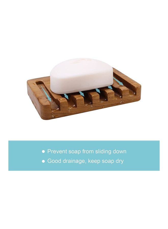 HTB Teak Soap Dish With Waterfall Design Brown 4.8 x 3.1 x 0.7inch - Image 3