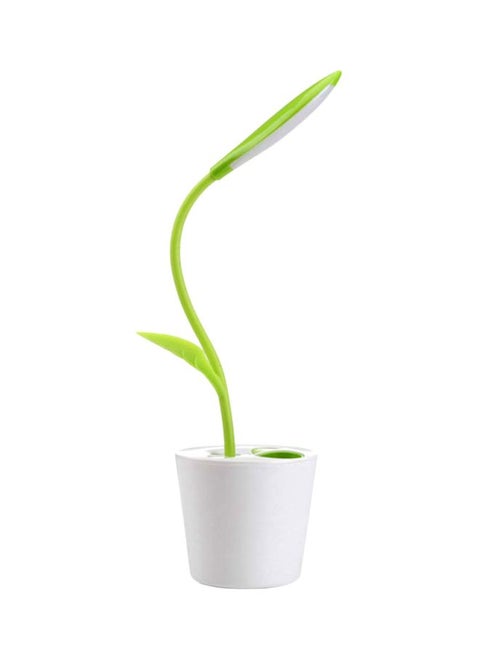 USB  LED Table Night Light With Pen Holder Case Green 10x10cm