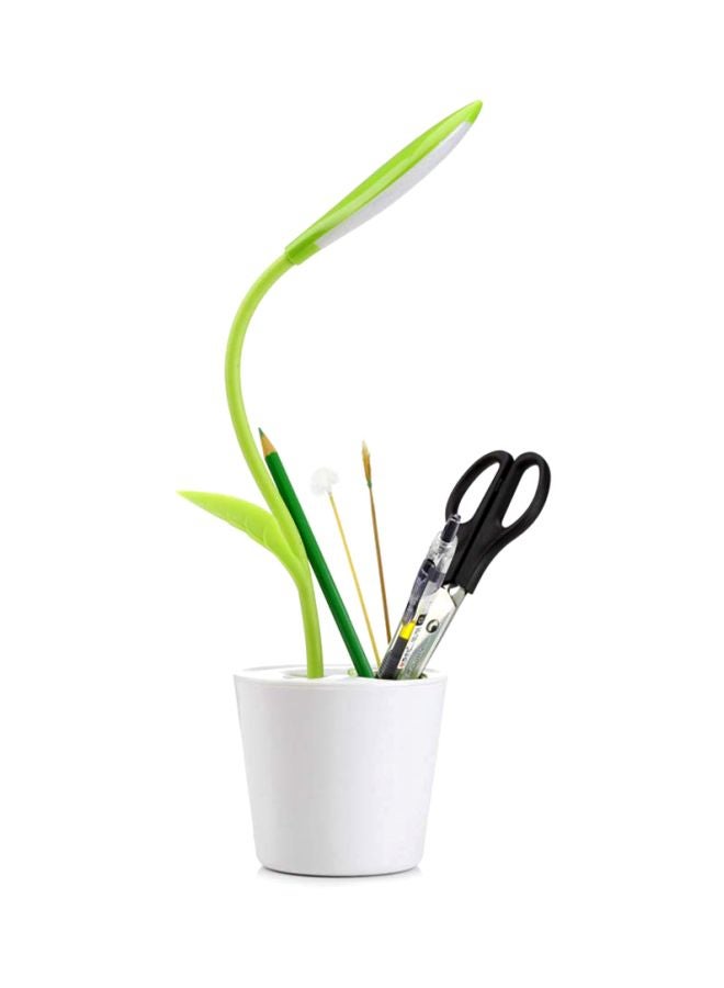 USB  LED Table Night Light With Pen Holder Case Green 10x10cm