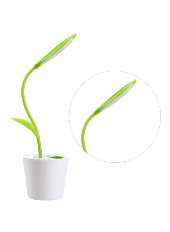 USB  LED Table Night Light With Pen Holder Case Green 10x10cm