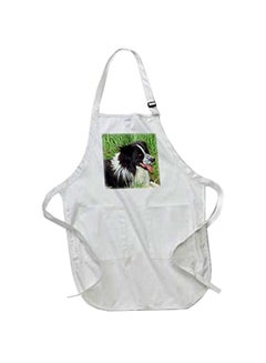 Border Collie Printed Apron With Pockets White