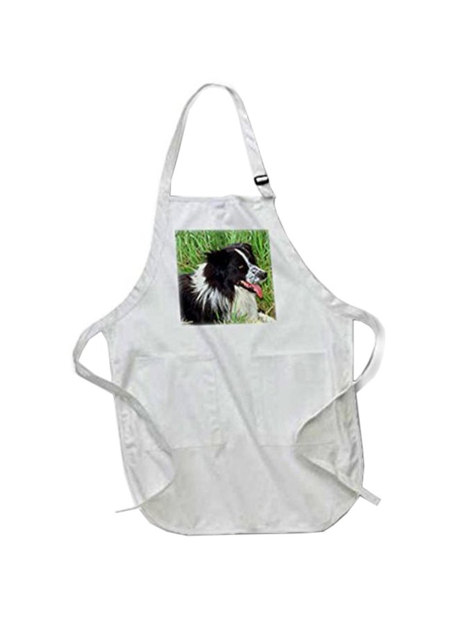 Generic - Border Collie Printed Apron With Pockets White - Image 1
