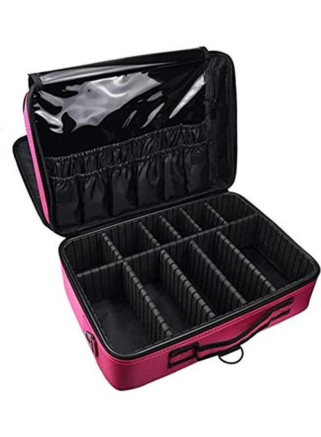 هاوس أوف كويرك حقيبة احترافية لمستحضرات التجميل مزودة بحزام كتف قابل للتعديل وردي/أسود - Image 1