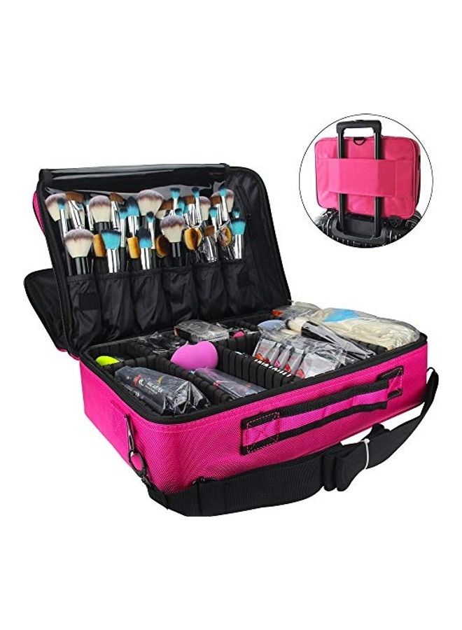 هاوس أوف كويرك حقيبة احترافية لمستحضرات التجميل مزودة بحزام كتف قابل للتعديل وردي/أسود - Image 2