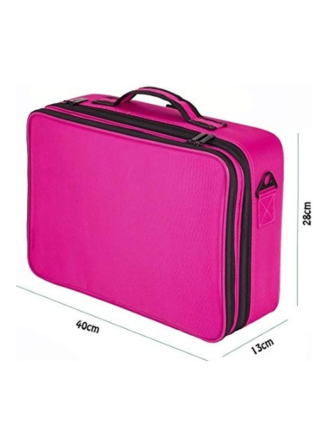 هاوس أوف كويرك حقيبة احترافية لمستحضرات التجميل مزودة بحزام كتف قابل للتعديل وردي/أسود - Image 3