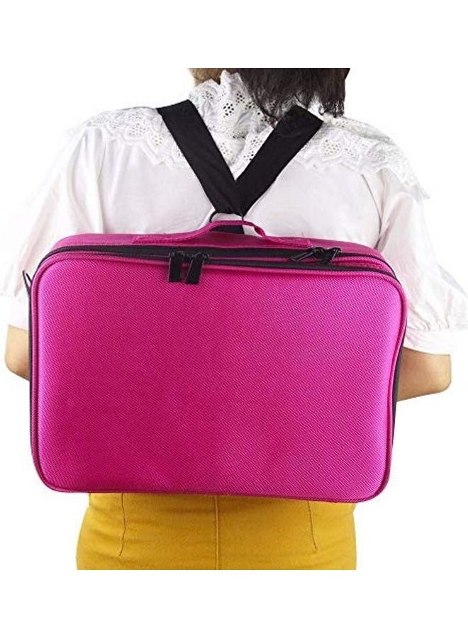 هاوس أوف كويرك حقيبة احترافية لمستحضرات التجميل مزودة بحزام كتف قابل للتعديل وردي/أسود - Image 5