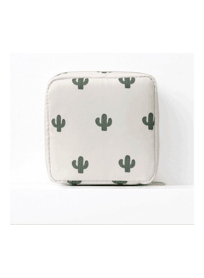 Cactus Shape Waterproof Tampon Storage Bag White/Green