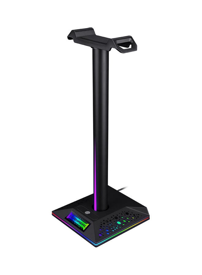 ARNO - Dual USB Interface Game Headset Bracket 3.5mm Audio Jack and RGB Touch Light Black - Image 1