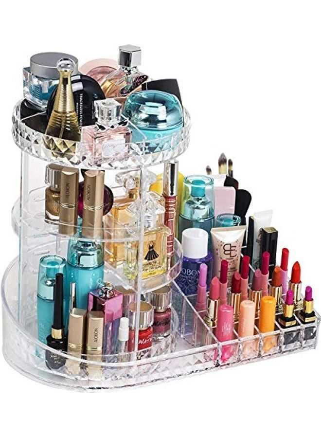 FEELING MALL Rotating Makeup Organizer Station Nail Bar with Tray Clear - Image 1