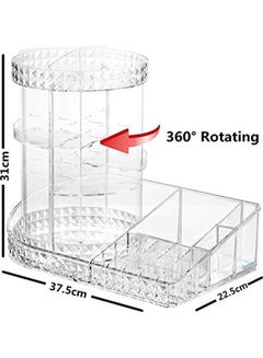 FEELING MALL Rotating Makeup Organizer Station Nail Bar with Tray Clear  - Image 3