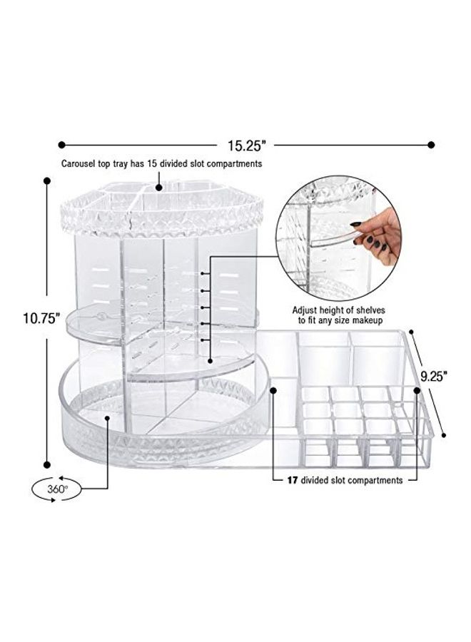 FEELING MALL Rotating Makeup Organizer Station Nail Bar with Tray Clear - Image 4
