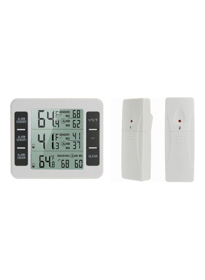 KKmoon Digital Temperature Monitor Meter With 2 Wireless Sensor White - Image 1