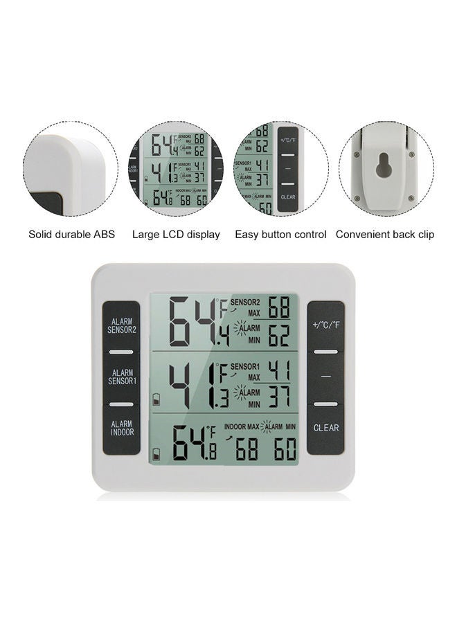 KKmoon Digital Temperature Monitor Meter With 2 Wireless Sensor White - Image 4