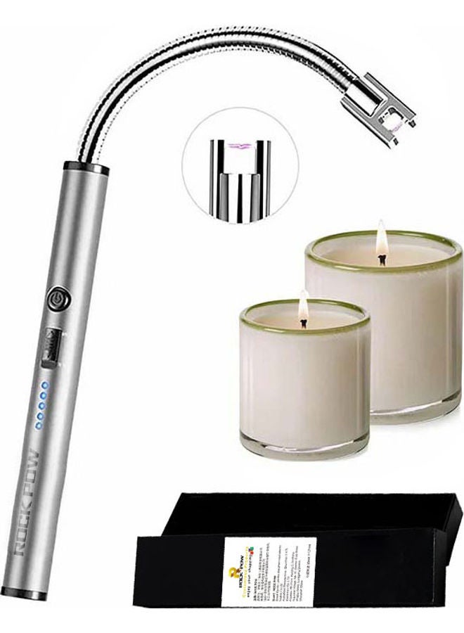 روك بو طقم ولاعة كهربائية بمنفذ USB قابلة للشحن من قطعتين فضي - Image 1