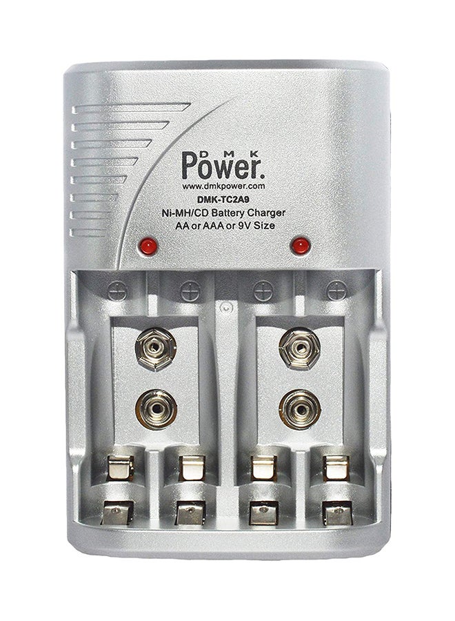 DMK Tc2A9 4 Slots Smart Rechargeable Charger For Aa Aaa Batteries Silver - Image 1