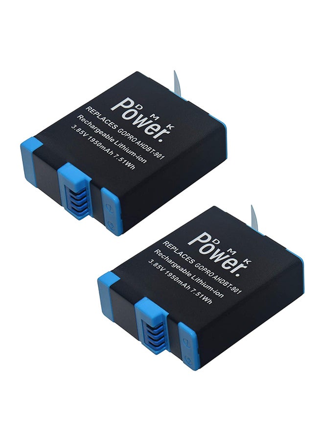 دي أم كي طقم بطاريات بديلة لكاميرا جو برو هيرو 9 مكون من قطعتين . أسود - Image 2