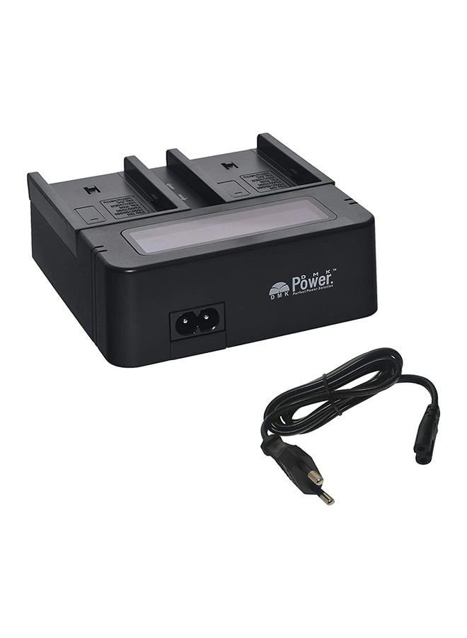 دي أم كي شاحن بطارية رقمي مزدوج سريع طراز DC03 لكاميرا سوني NP-F970 FM50 أسود - Image 2