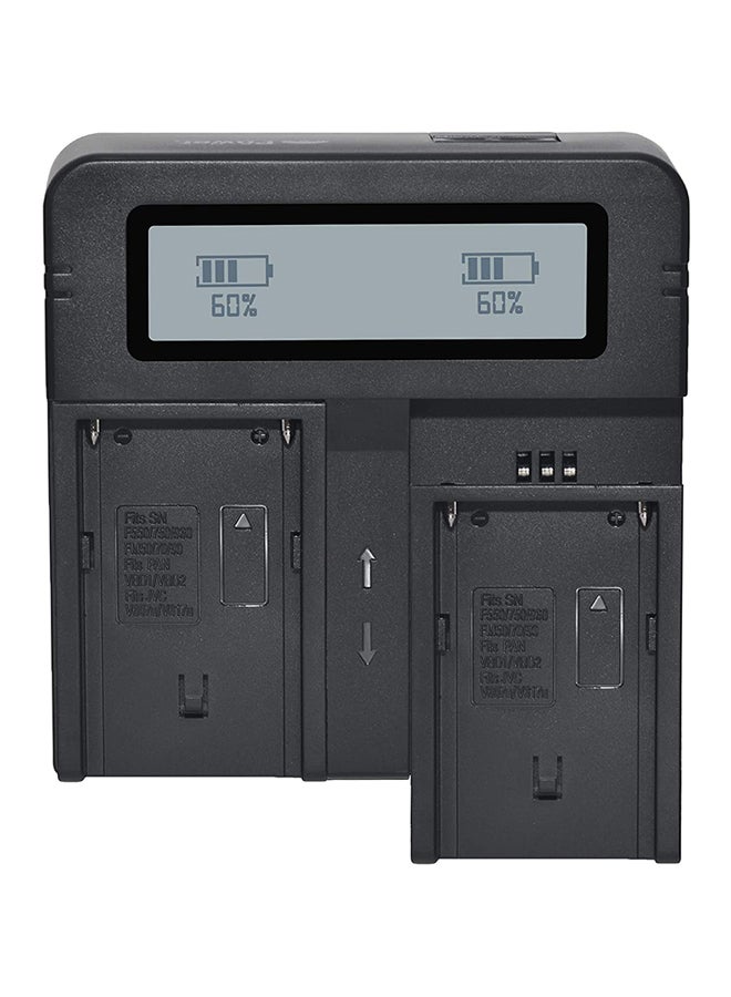 دي أم كي شاحن بطارية رقمي مزدوج سريع طراز DC03 لكاميرا سوني NP-F970 FM50 أسود - Image 3