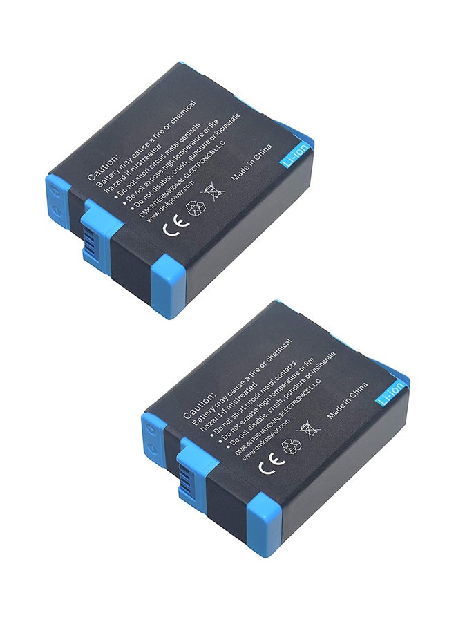 دي أم كي طقم بطاريات بديلة لكاميرا جو برو هيرو 9 مكون من قطعتين . أسود - Image 3