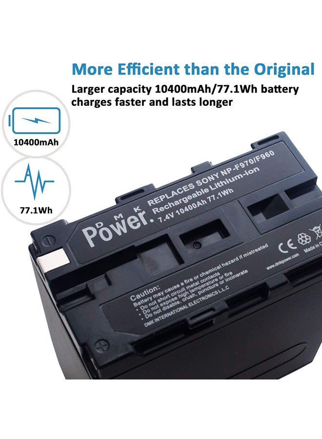 DMK 2-Piece Npf970/960 Battery 10400Mah For Led Video Light And Monitor Black - Image 3