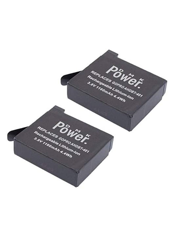 دي أم كي بطاريات لكاميرات الفيديو جو برو هيرو 4 مكون من قطعتين أسود