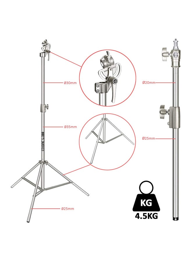 كوبيك L380 Stainless Steel Photostudio Two Way Light Stand Silver - Image 4