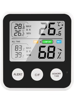 KKmoon High Precision Magnetic Thermometer Hygrometer Black/White  - Image 1