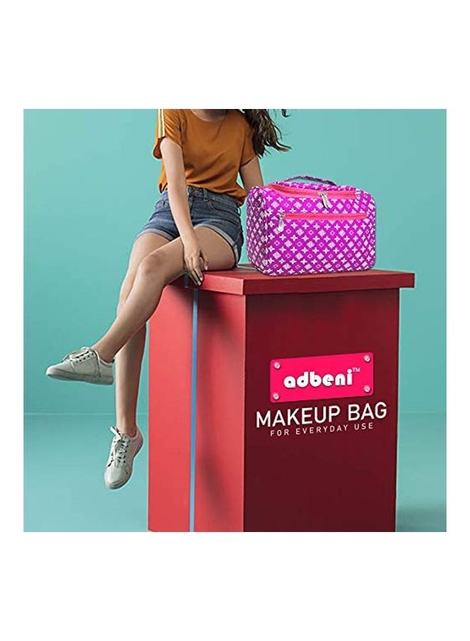 adbeni Multifunctional Makeup Bag with Handle Pink/White - Image 5