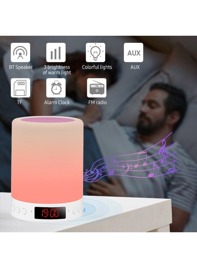 Muslady 3-In-1 Portable LED Bluetooth Wireless Speaker With Digital Watch Pink/White - Image 4