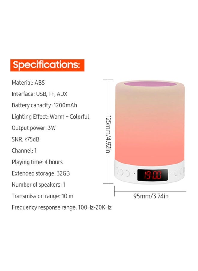 Muslady 3-In-1 Portable LED Bluetooth Wireless Speaker With Digital Watch Pink/White - Image 5