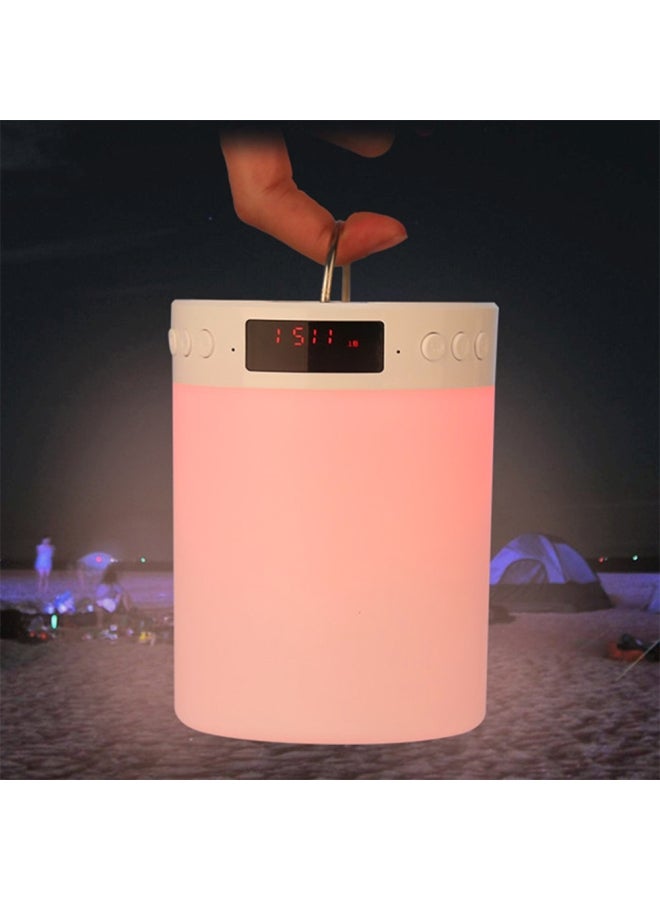 Muslady 3-In-1 Portable LED Bluetooth Wireless Speaker With Digital Watch Pink/White - Image 3