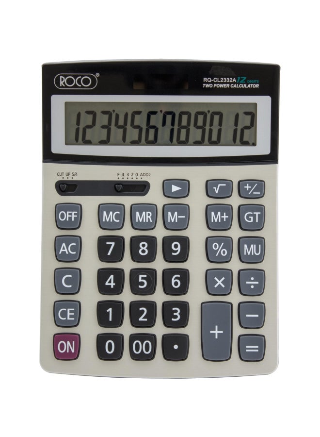 روكو آلة حاسبة مكتبية بشاشة سعة 12 رقماً أسود/ أبيض